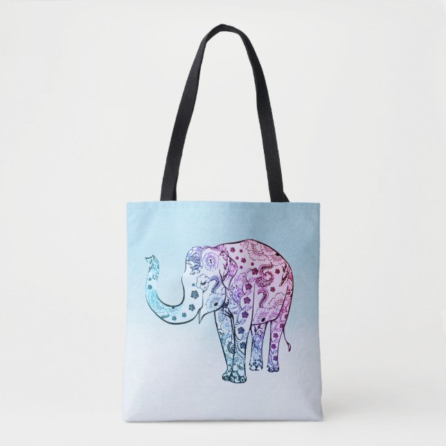 Bolsa Tote Elefante Floral Gradiente (Frente)