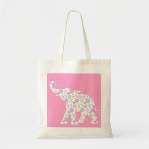 Bolsa Tote Elefante - Flutuante de Aquarela - Padrão Rosa Ú