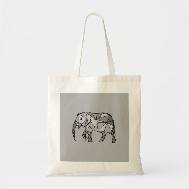 Bolsa Tote elefante geométrico, cinza 2 de bispo (Frente)