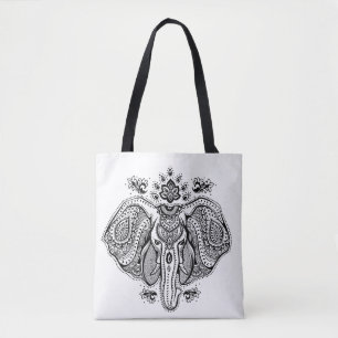 Bolsa Tote Elefante indiano inspirado 2 do vintage