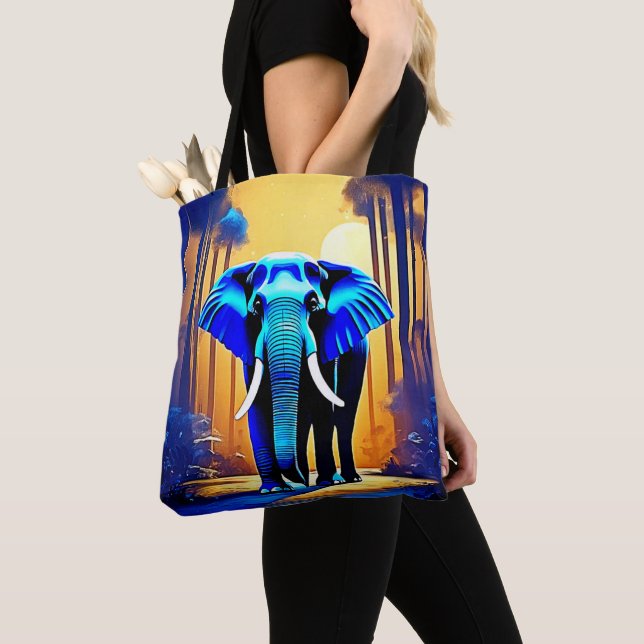 Bolsa Tote Elefante Místico: Jornada da Floresta Sunset (Close Up)