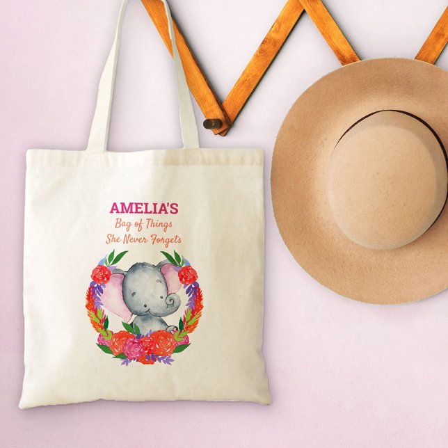 Bolsa Tote Elefante nunca esquece crianças bonitas e colorida (Criador carregado)