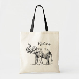 Bolsa Tote Elefante Personalizado Tote Bag. Elefante cinza