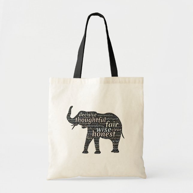 BOLSA TOTE ELEFANTE PRETO E BRANCO (Frente)