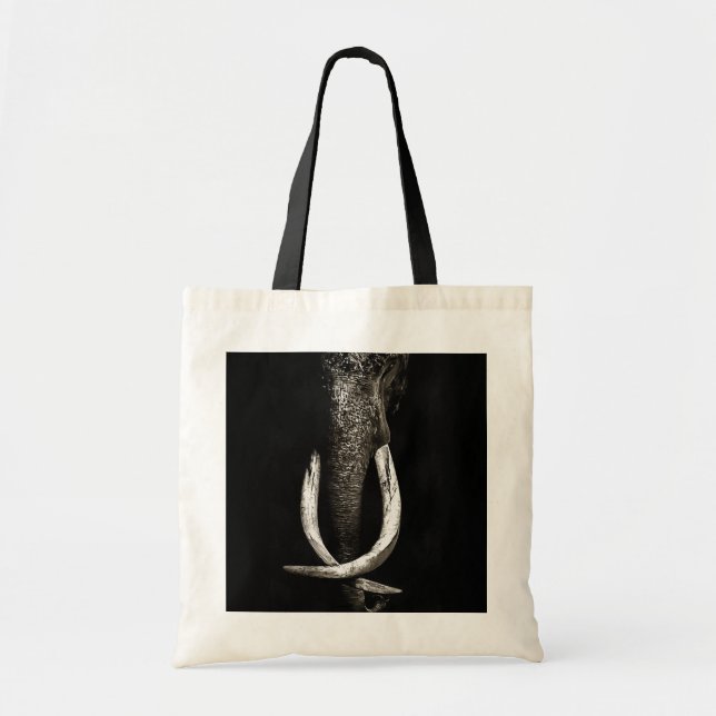 Bolsa Tote Elefante Preto e Branco Ameaçado (Frente)