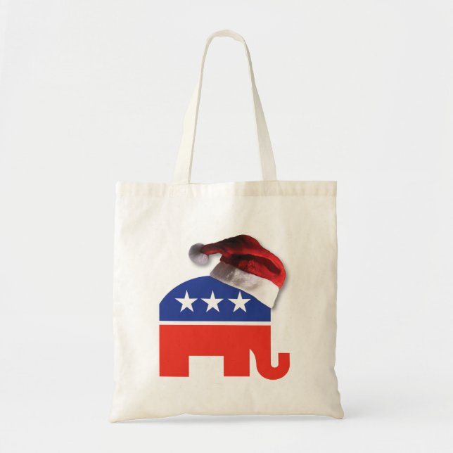 Bolsa Tote Elefante Republicano Vestindo um Chapéu de Papai N (Frente)
