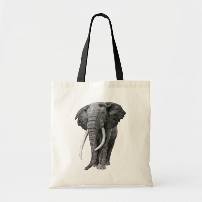 Bolsa Tote Elefante-touro - Desenho a lápis (Frente)