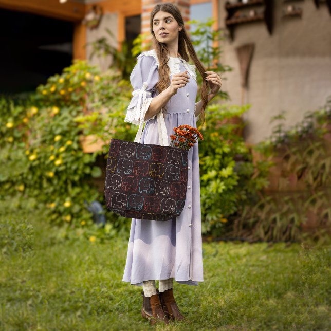 Bolsa Tote Elefantes do desenhar de vindima (Criador carregado)