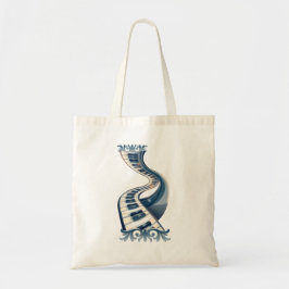 Bolsa Tote Elegance in piano keys and blossoms.