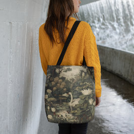 Bolsa Tote Elegância Botânica - Cisne na Floresta