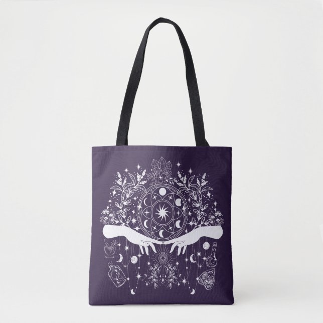 Bolsa Tote Elegância Celestial: Design da Deusa da Lua (Frente)