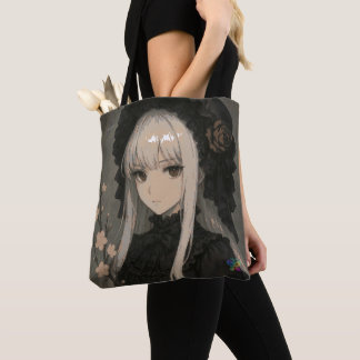 Bolsa Tote Elegância da Donzela Padrão da Flor de Meia-Noite