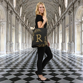Bolsa Tote Elegância diária: Monograma Dourado personalizado