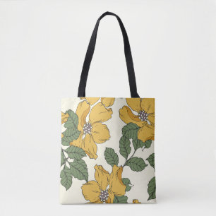 Bolsa Tote elegância floral abstrato, fundo sem costura