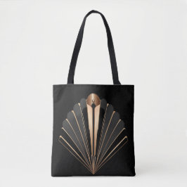 Bolsa Tote Elegância Geométrica em Art Deco Ouro