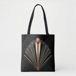 Bolsa Tote Elegância Geométrica em Art Deco Ouro