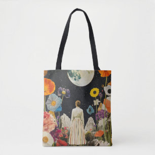 Bolsa Tote Elegância Lua - Visão Traseira da Mulher com Lua 3