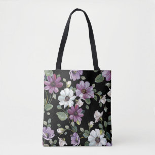 Bolsa Tote Elegância padrão sem costura com cosmos de flore
