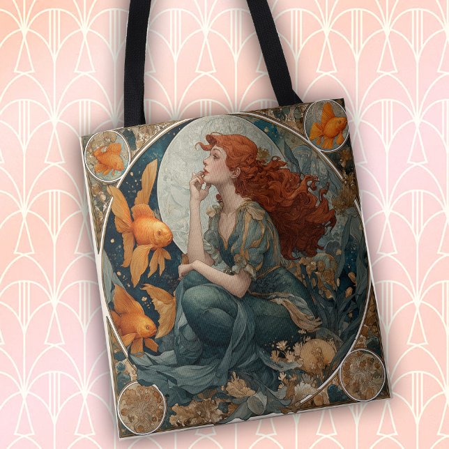 Bolsa Tote Elegant Art Nouveau Mermaid (Criador carregado)
