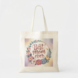 Bolsa Tote Elegant Best Mom Ever Mother's Day watercolor