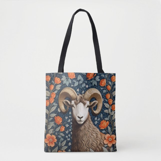 Bolsa Tote Elegant Big Horn Sheep William Morris Inspired  (Frente)