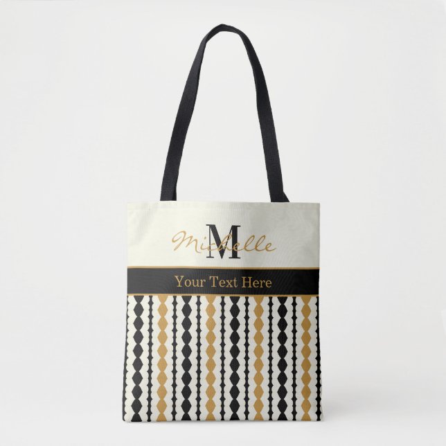Bolsa Tote Elegant Black and Gold Art Deco Pattern (Frente)