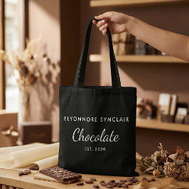 Bolsa Tote Elegant Black White Custom Chocolate Customer Gift