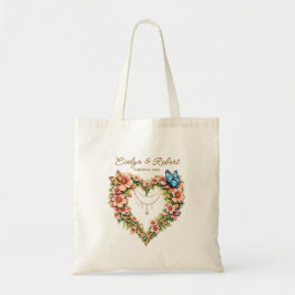Bolsa Tote Elegant Butterfly Heart Flora - Custom