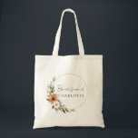 Bolsa Tote Elegant Copper & Earthy Botanical Bridesmaid<br><div class="desc">Elegant Copper & Earthy Botanical Wedding - Bridesmaid Tote Bag with your name & date. Immerse yourselves in natural elegance with our Copper & Earthy Botanical Tote Bag with your names & date. This sophisticated design captures the warmth and charm of a Boho-inspired wedding, featuring stunning copper and burnt orange...</div>