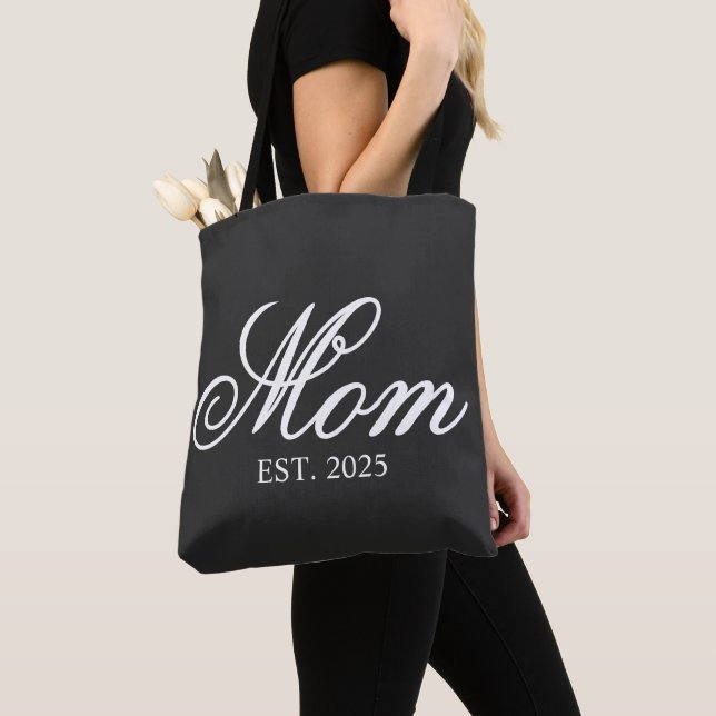 Bolsa Tote Elegant Mom Established Year White Script (Close Up)
