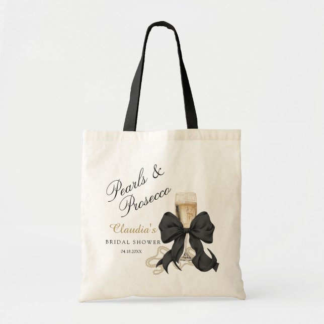 Bolsa Tote Elegant Pearls & Prosecco Bridal Shower Gift (Frente)