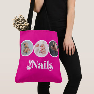 Bolsa Tote Elegant Rosa Quente 3 Foto Salão de Unhas Stylist