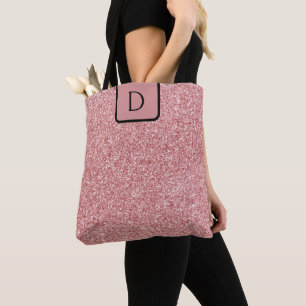 Bolsa Tote Elegant Rose-Gold Faux Glitter & Sparkles