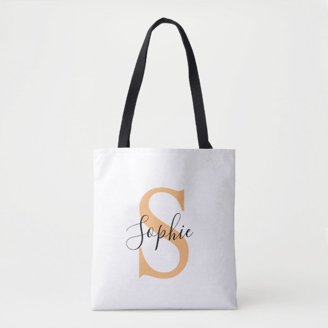 Bolsa Tote Elegant Script Custom Name Personalized Gift (Frente)