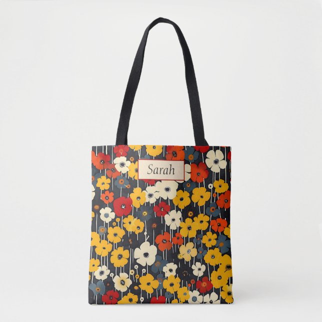 Bolsa Tote Elegant Stylish Boho Colorful Botanical Floral (Frente)