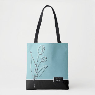 Bolsa Tote Elegante Abstrato Floral Line Art personalizado