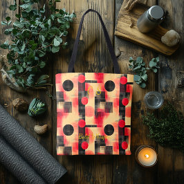 Bolsa Tote Elegante Abstrato vermelho e preto - Geométrico mo