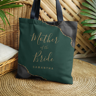 Bolsa Tote Elegante Ágata Dourada Preta Mãe da Noiva Verde
