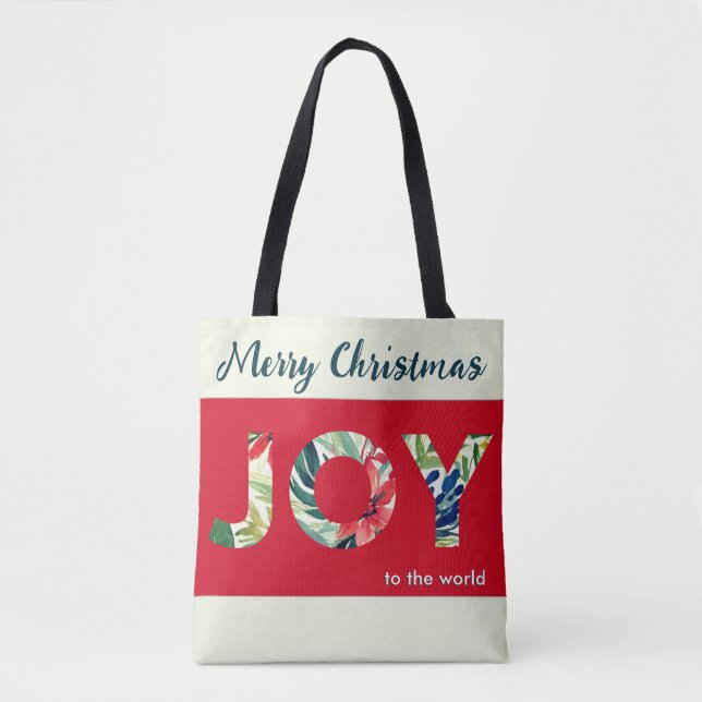 Bolsa Tote Elegante Alegria Ao Mundo Feliz Natal (Frente)