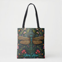 Elegante art nouveau dragonfly boho botânico