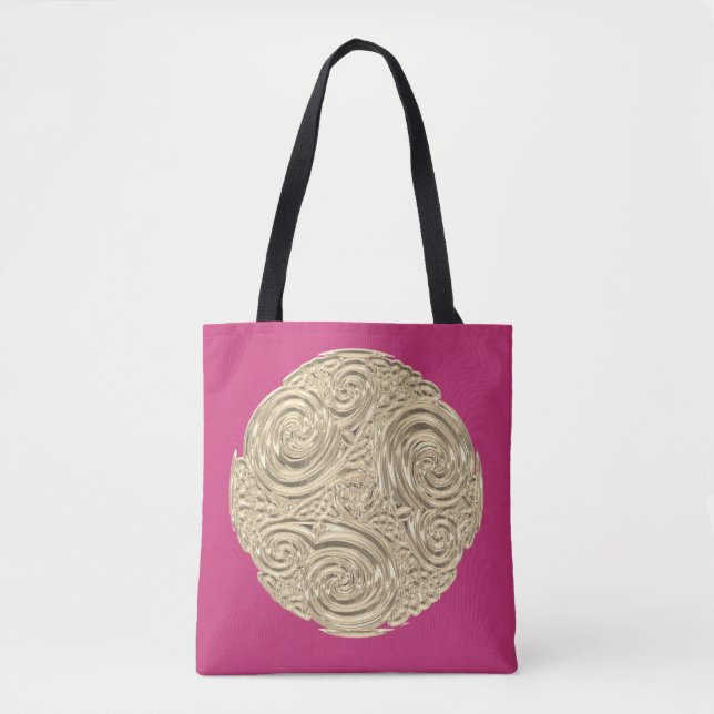 Bolsa Tote Elegante art nouveau gold fuschia medalhão rosa (Frente)