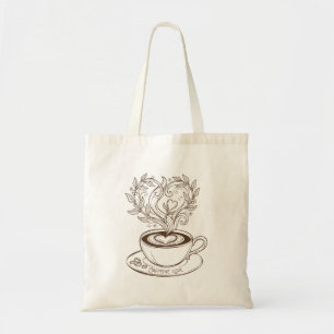 Bolsa Tote Elegante Arte de Coração de Café com Leite - Amor
