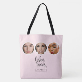 Bolsa Tote Elegante Artista de Cílios e Sobrancelhas Rosa Beg