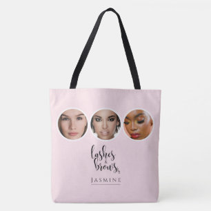Bolsa Tote Elegante Artista de Cílios e Sobrancelhas Rosa Beg