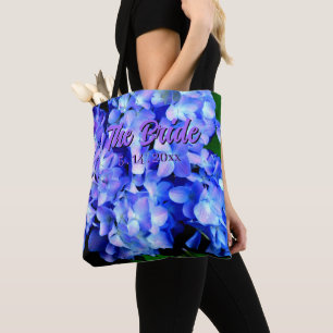 Bolsa Tote Elegante azul-púrpura magenta hidrangea floral