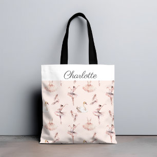 Bolsa Tote Elegante Ballerina Pink Balé Personalizado Nome