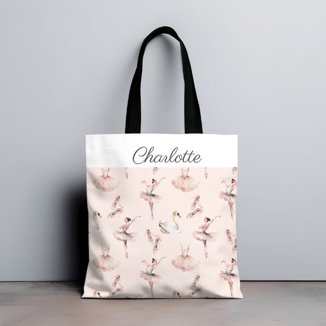 Bolsa Tote Elegante Ballerina Pink Balé Personalizado Nome (Criador carregado)