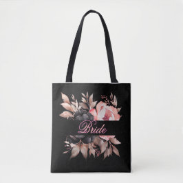 Bolsa Tote Elegante Beige Blush Floral Bride, Cor de Água