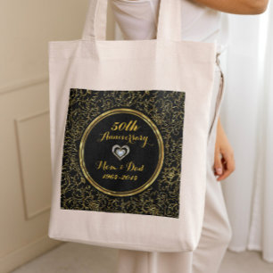 Bolsa Tote Elegante Black & Dourado 50º Aniversário de Casame