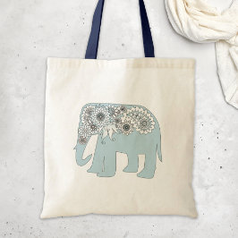 Bolsa Tote Elegante Blue Paisley Elephant